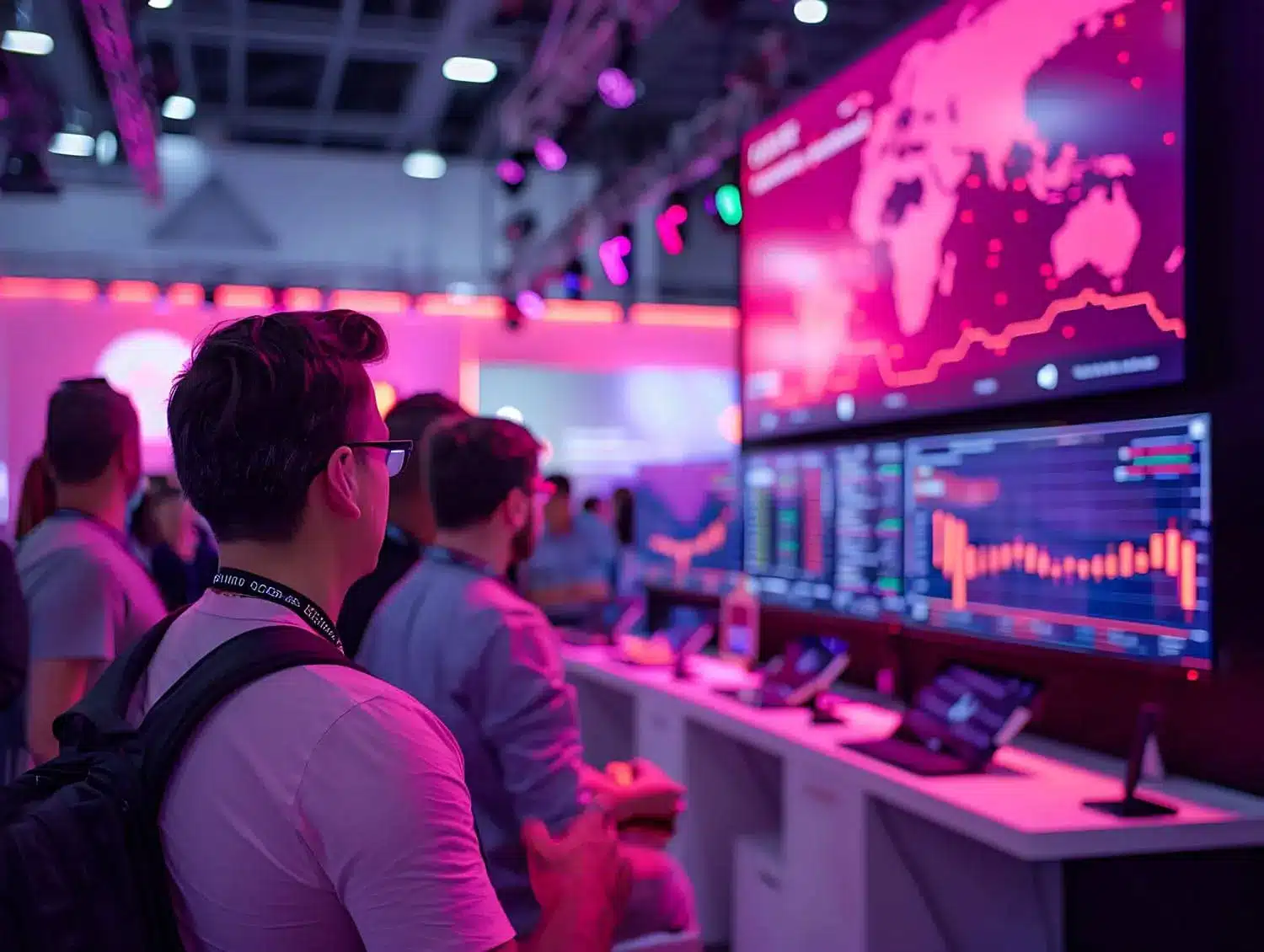 Visiteurs explorant les activités du festival de création de jeux vidéo PixelForge